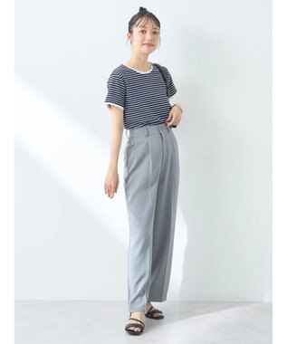 earth music&ecology バイカラースカラッププルオーバー Border Navy