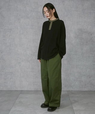 WEGO 【ユニセックス着用ITEM】ラグランヘンリーネックT ブラック