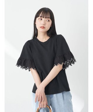 earth music&ecology 配色スカラップスリーブＴＥＥ