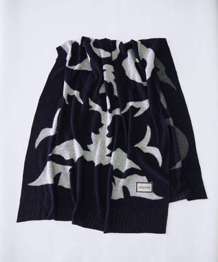 nitorito 【UNISEX】bonfula 牛と花モチーフ柄 ストール navy