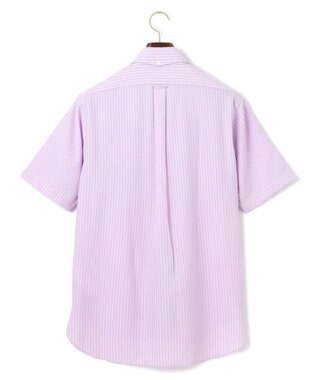J.PRESS MEN 酷暑の清潔感もこれ一枚で【吸水速乾 / 抗菌防臭 / 防シワ】【J.PRESS OXFORD JERSEY】カノコインレイストライプ 半袖シャツ / B.D. ライラック系1