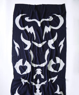 nitorito 【UNISEX】bonfula 牛と花モチーフ柄 ストール navy