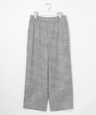 自由区 L 【17号サイズまで展開・カタログ掲載】ライトミックスツィードワイド パンツ グレー