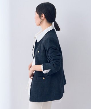 YECCA VECCA 金釦ツイードジャケット Navy