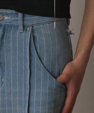 GRACE CONTINENTAL ヒッコリーデニムワイドパンツ サックス