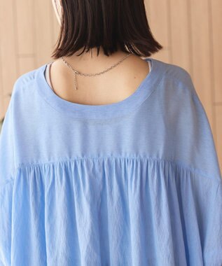 AMERICAN HOLIC 【接触冷感】Ｖネックシアー半袖ＢＩＧシャツ Sax