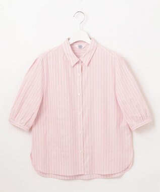 J.PRESS LADIES L 【洗える】BEZ 空羽ストライプ シャツ ブラウス ピンク系
