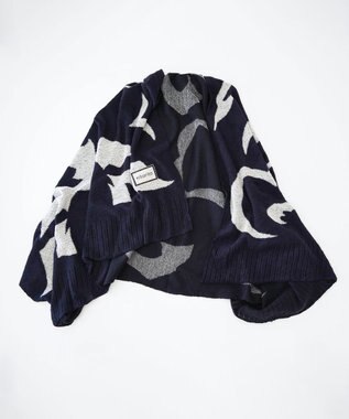 nitorito 【UNISEX】bonfula 牛と花モチーフ柄 ストール navy