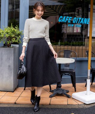 ANY SIS ジャカードフレア スカート ブラック