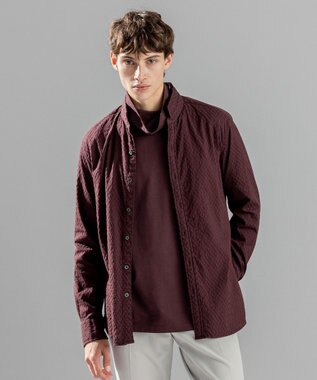 JOSEPH HOMME アロージャガードストレッチ　ウイングカラーシャツ ブラウン系