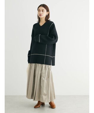 Green Parks ・Ｐｅｔｉｔ　Ｆｌｅｕｒ　Ｖネックラインニットチュニック Black