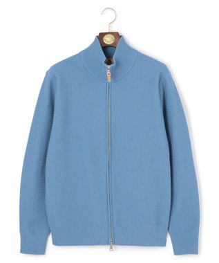 J.PRESS MEN 【KING SIZE】ハイツイストヘリンボン フルジップカーディガン サックスブルー系