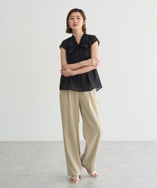 YECCA VECCA シアーボウタイブラウス Black