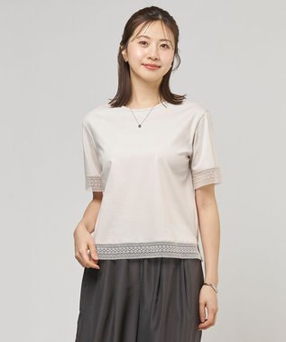 J.PRESS LADIES 【一枚で着映え】コットンスムース レース カットソー