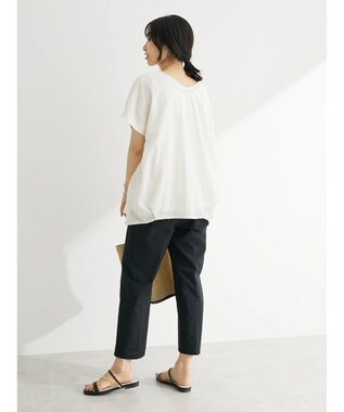 Green Parks インド綿　ＳＥＴ２点　マルチ刺繍ブラウス＋タンク Off White