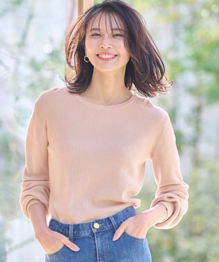 ANY パフスリーブリブニット ピンク