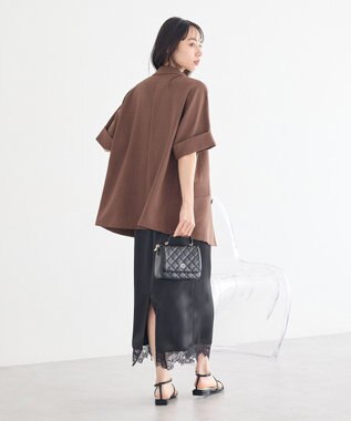 earth music&ecology サテンレーススカート Black