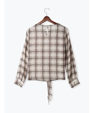 Te chichi ウエストリボンシアーチェックブラウス ブラウン