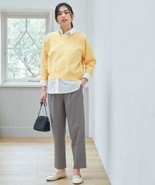 ANY 【5色展開】Ｖネックガーターニットプルオーバー イエロー