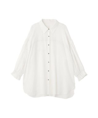 YECCA VECCA 綿麻シアーボリュームギャザーシャツ Off White