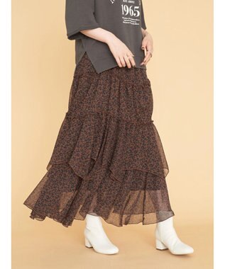 AMERICAN HOLIC 丈違いティアードフリルギャザースカート Brown