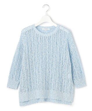 23区 【SLOW/一部店舗限定】エンブロイダリープルオーバー サマー ニット サックス