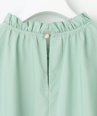 Feroux 【洗える】スタンドネックシャーリング ブラウス ライトグリーン系