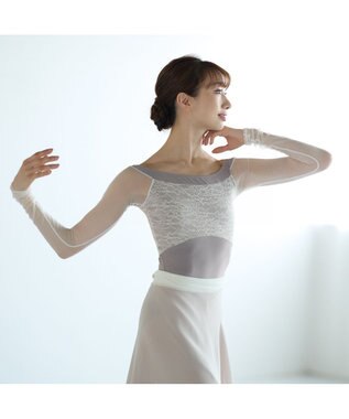 Chacott ◎【AKANE TAKADA】ロングスリーブレオタード グレー