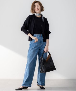 23区 S 【滝沢眞規子さん着用/VERY掲載/洗える】23区DENIM ストレッチ ワイドパンツ スカイブルー系