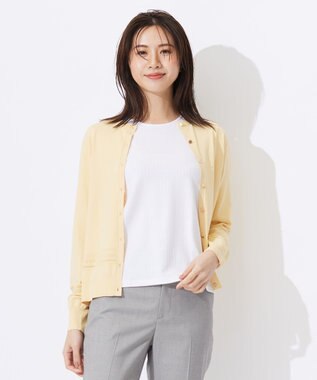  【洗える】レーヨンエリートストレッチ 編み柄 カーディガン