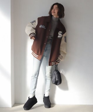 WEGO 【25年秋冬新作/ユニセックス着用ITEM/SMLサイズ展開】メルトンワッペンスタジャン ブラウン