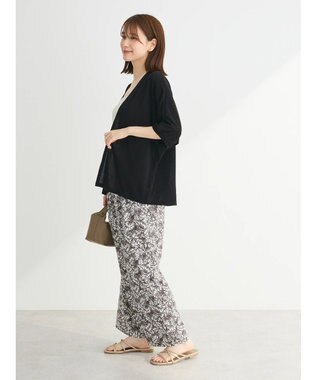 Green Parks よくばり　半袖カットドルマンカーディガン Black