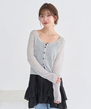 earth music&ecology シアーリブカーディガン Gray