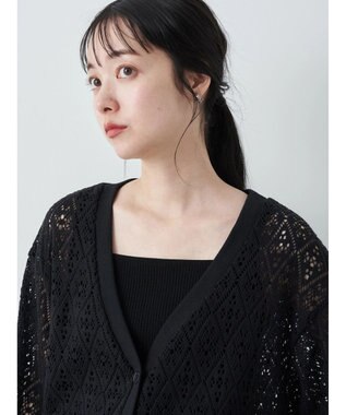 earth music&ecology ラッセルレースカーディガン Black