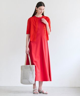 BEIGE， MOISE / シアーニット　5分袖カーディガン Red