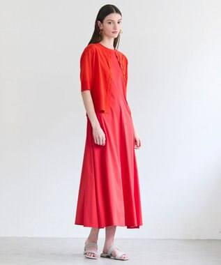 BEIGE， MOISE / シアーニット　5分袖カーディガン Red