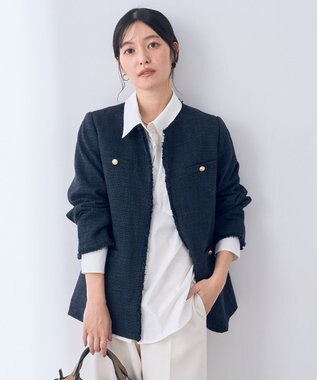 YECCA VECCA 金釦ツイードジャケット Navy