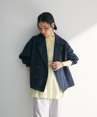 Green Parks 撥水加工　ショート丈トレンチコート Navy
