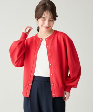 ANY スプリングカラーニットカーディガン レッド