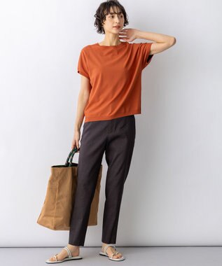 23区 【先行予約】レーヨンポリエステルストレッチ プルオーバー ニット キャメル系