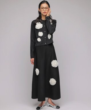 組曲 S 【組曲×setsuko sagittaire】ボンボンフラワーニット スカート ブラック系