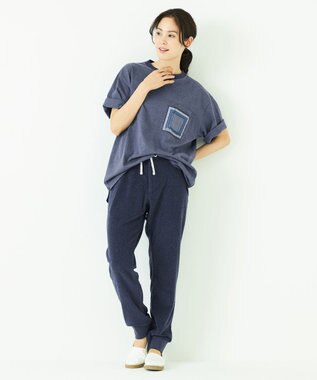 JOSEPH ABBOUD MOUNTAIN 【SPACE】OG綿スクエアドットプリント ポケTシャツ ネイビー系