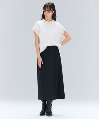 BEIGE， 【セットアップ対応・洗える・BAILA 11月号掲載】ZEPHYR / ウールライクアシンメトリープリーツスカート Black