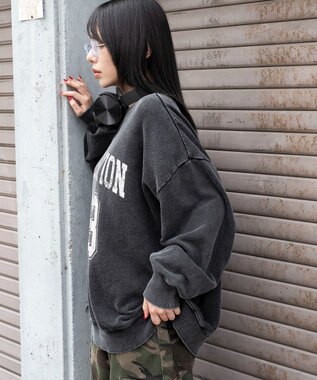 WEGO 【25年秋冬新作】2WAYグラフィックワンショルBIGスウェット 柄1