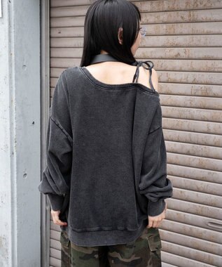 WEGO 【25年秋冬新作】2WAYグラフィックワンショルBIGスウェット 柄1