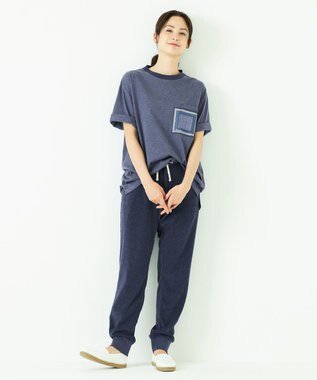 JOSEPH ABBOUD MOUNTAIN 【SPACE】OG綿スクエアドットプリント ポケTシャツ ネイビー系