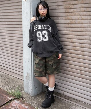 WEGO 【25年秋冬新作】2WAYグラフィックワンショルBIGスウェット 柄1