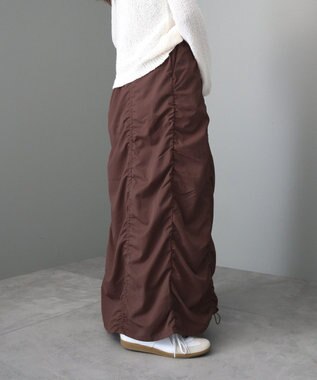 CRAFT STANDARD BOUTIQUE ドロストシャーリングデザインスカート Brown