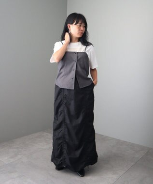 CRAFT STANDARD BOUTIQUE ドロストシャーリングデザインスカート Black