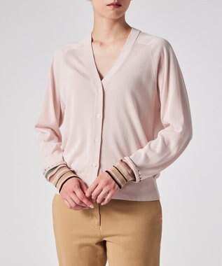 Paul Smith デザイン ステッチ Vネック カーディガン エクリュ
